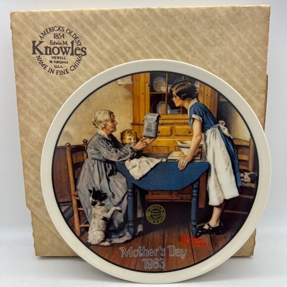 Knowles 1983 Norman Rockwell Mother’s Day Plate Add Two Cups Bradex 84-R70-2.8 - Picture 1 of 6
